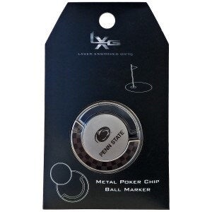 metal poker chip golf ball marker with engraved Athletic Logo and Penn State